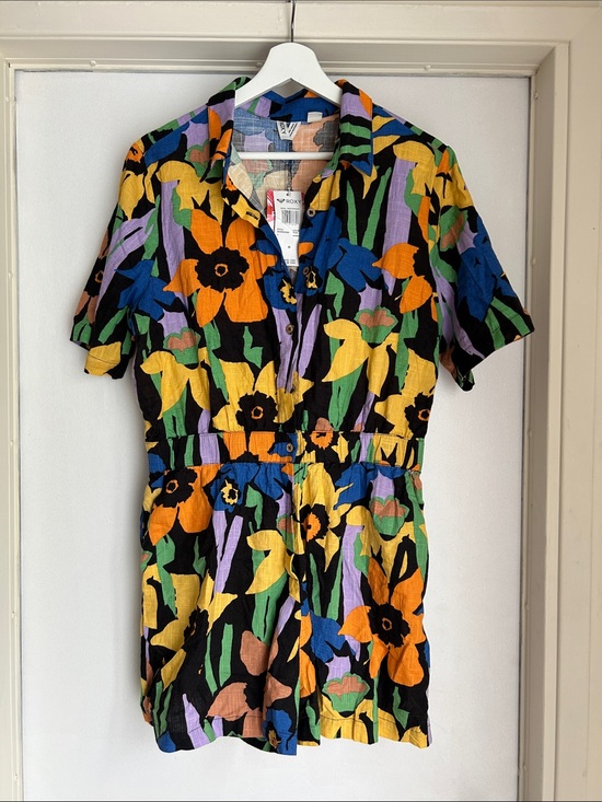 Roxy Pants - Roxy Colorful Floral Short Sleeve Romper